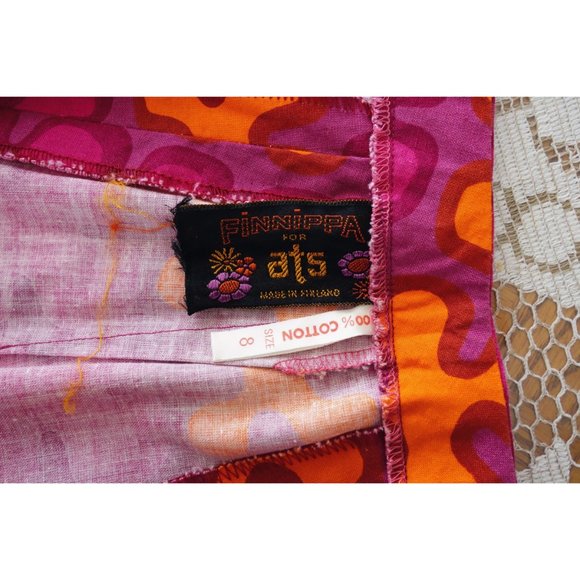 Vtg 60s 70s Finnippa Pink Orange Midi Skirt 00 XXS - Picture 5 of 7
